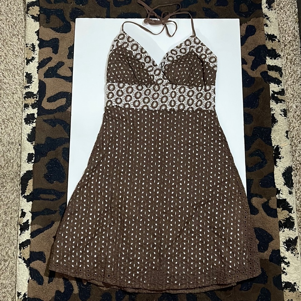 Breakin’ Loose - Size 7/8 - Halter Dress - Chocolate Lace - NWOT - 90’s Vintage